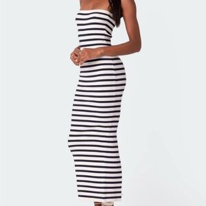 Striped Strapless Maxi Slim Body Dress